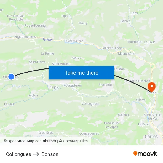 Collongues to Bonson map