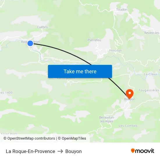 La Roque-En-Provence to Bouyon map