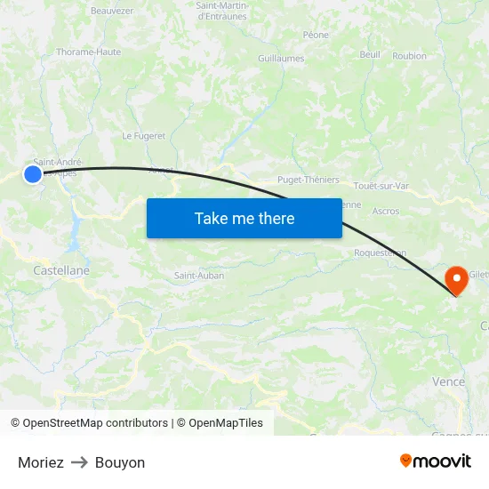 Moriez to Bouyon map