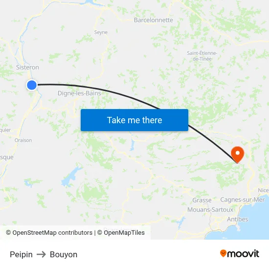 Peipin to Bouyon map