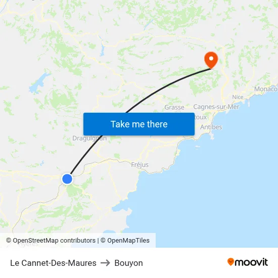 Le Cannet-Des-Maures to Bouyon map