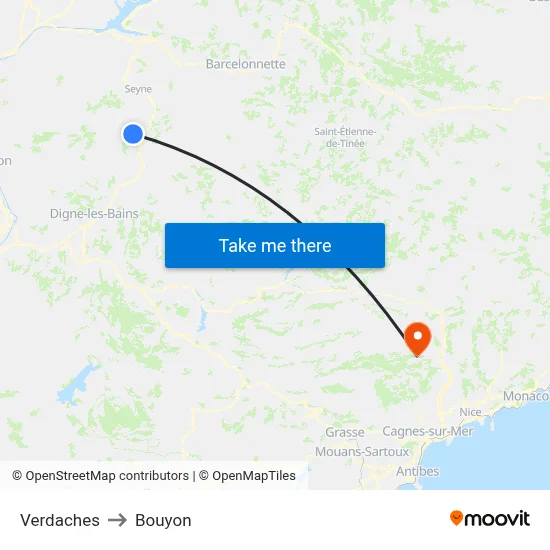 Verdaches to Bouyon map