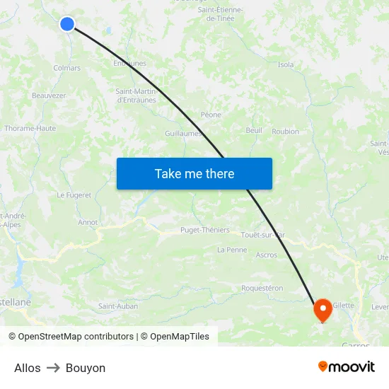 Allos to Bouyon map