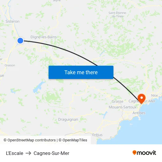 L'Escale to Cagnes-Sur-Mer map