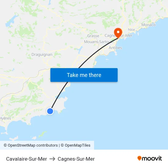 Cavalaire-Sur-Mer to Cagnes-Sur-Mer map