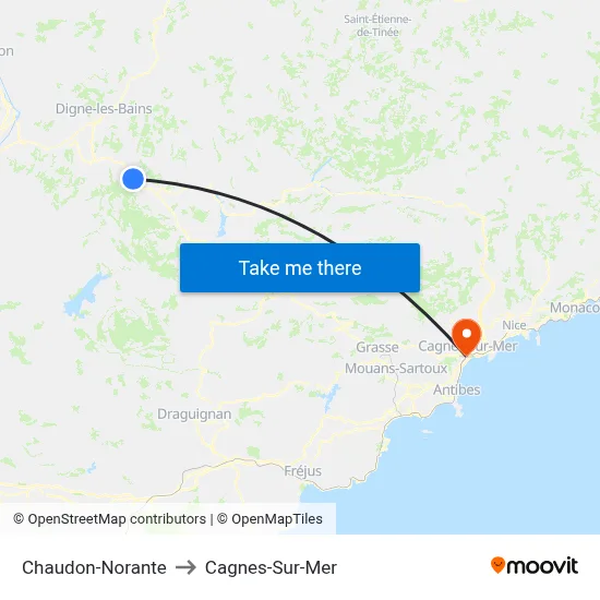 Chaudon-Norante to Cagnes-Sur-Mer map