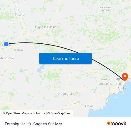 Forcalquier to Cagnes-Sur-Mer map