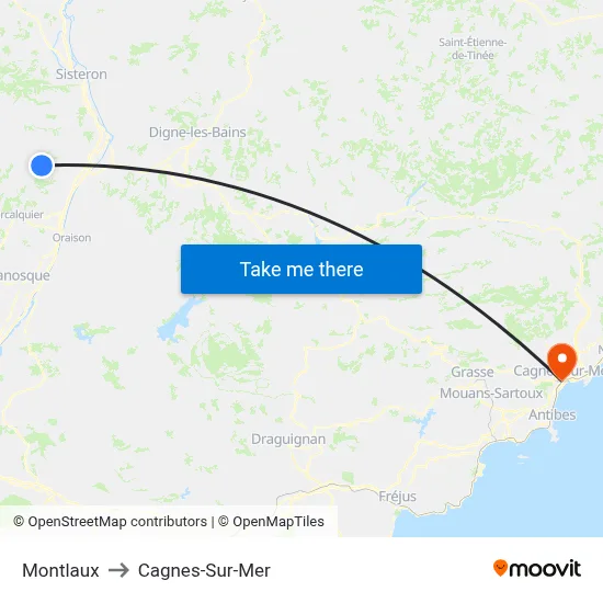 Montlaux to Cagnes-Sur-Mer map