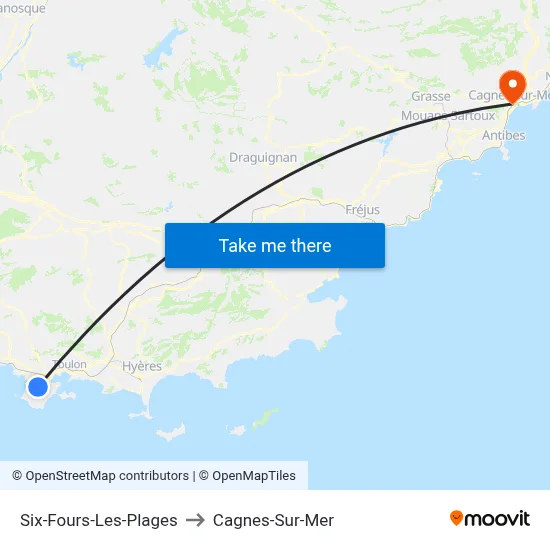 Six-Fours-Les-Plages to Cagnes-Sur-Mer map