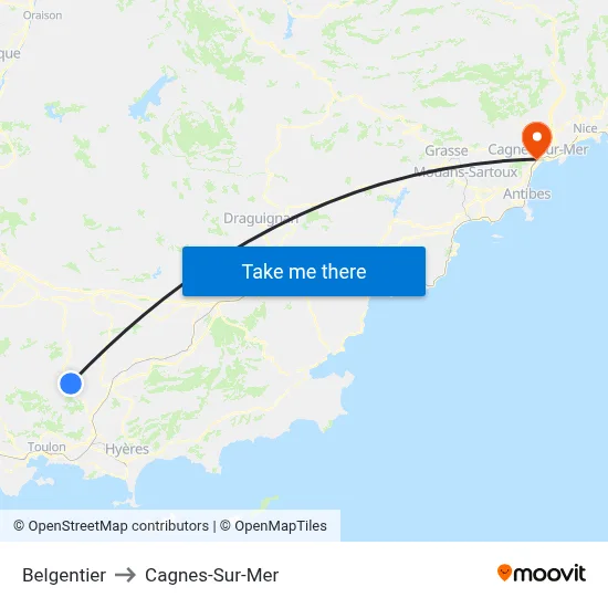 Belgentier to Cagnes-Sur-Mer map