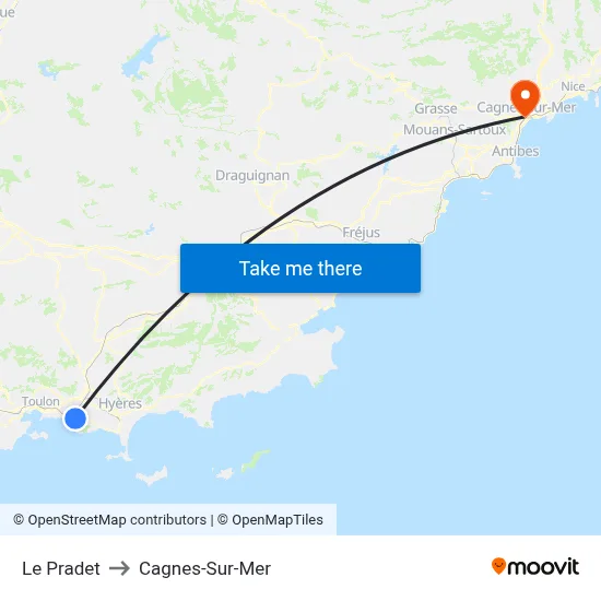 Le Pradet to Cagnes-Sur-Mer map