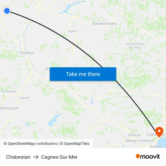 Chabestan to Cagnes-Sur-Mer map