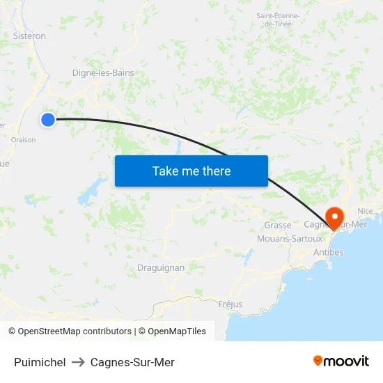 Puimichel to Cagnes-Sur-Mer map