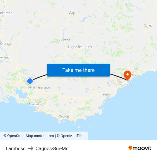 Lambesc to Cagnes-Sur-Mer map