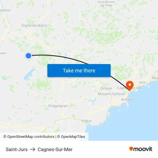 Saint-Jurs to Cagnes-Sur-Mer map