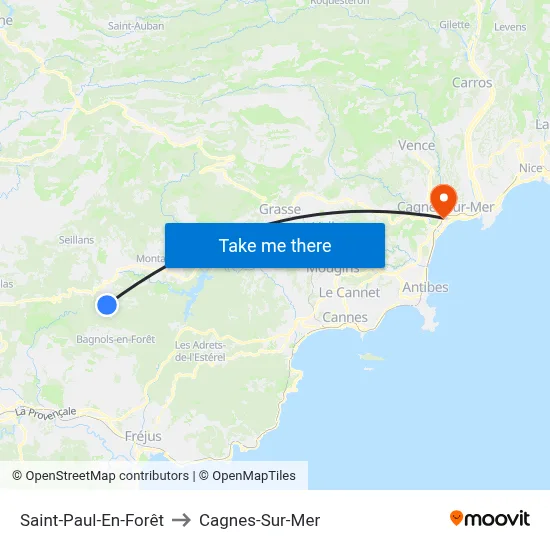 Saint-Paul-En-Forêt to Cagnes-Sur-Mer map