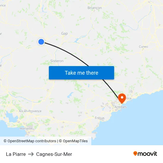 La Piarre to Cagnes-Sur-Mer map
