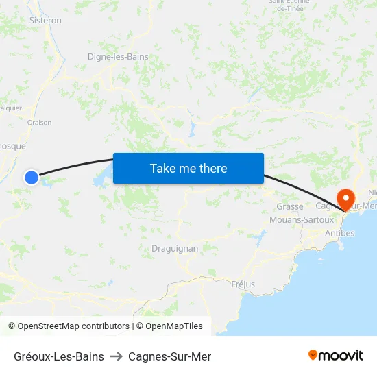 Gréoux-Les-Bains to Cagnes-Sur-Mer map