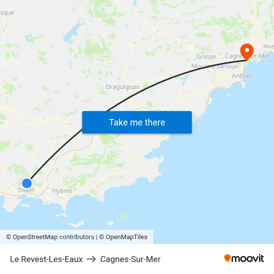 Le Revest-Les-Eaux to Cagnes-Sur-Mer map