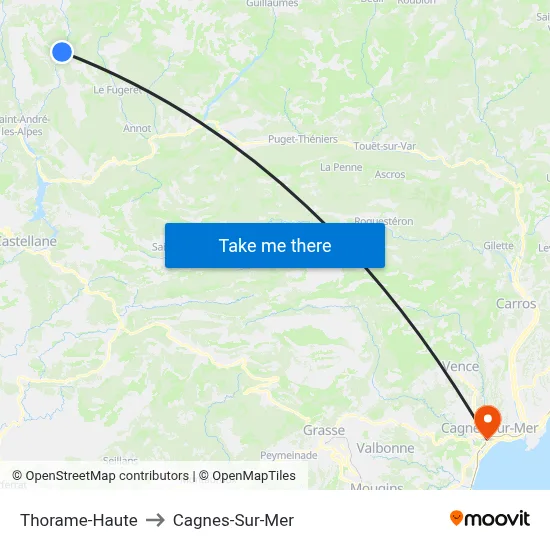 Thorame-Haute to Cagnes-Sur-Mer map