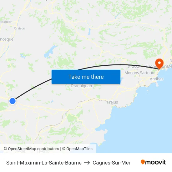 Saint-Maximin-La-Sainte-Baume to Cagnes-Sur-Mer map