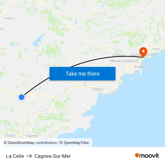 La Celle to Cagnes-Sur-Mer map