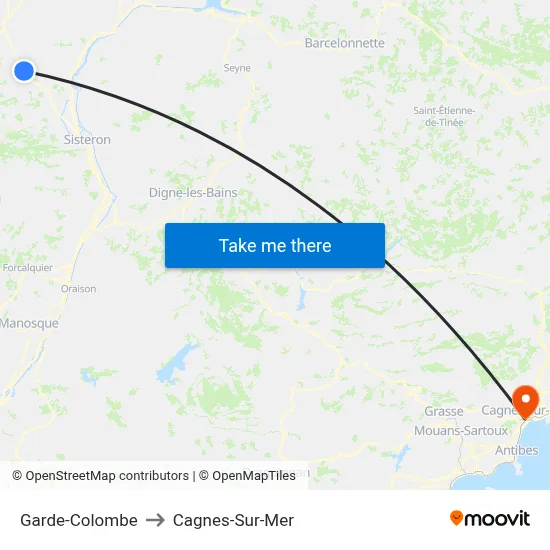 Garde-Colombe to Cagnes-Sur-Mer map