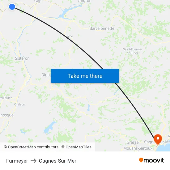Furmeyer to Cagnes-Sur-Mer map