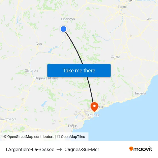 L'Argentière-La-Bessée to Cagnes-Sur-Mer map