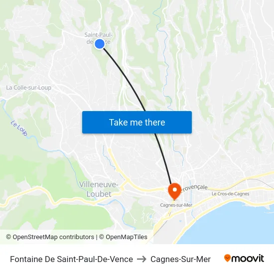Fontaine De Saint-Paul-De-Vence to Cagnes-Sur-Mer map