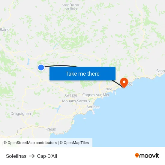 Soleilhas to Cap-D'Ail map
