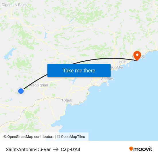 Saint-Antonin-Du-Var to Cap-D'Ail map