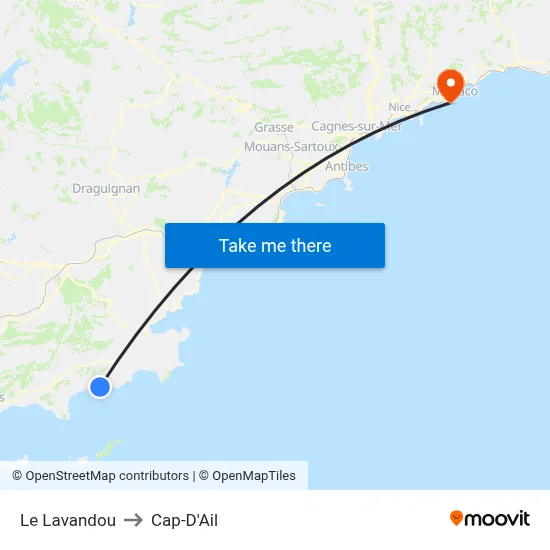 Le Lavandou to Cap-D'Ail map