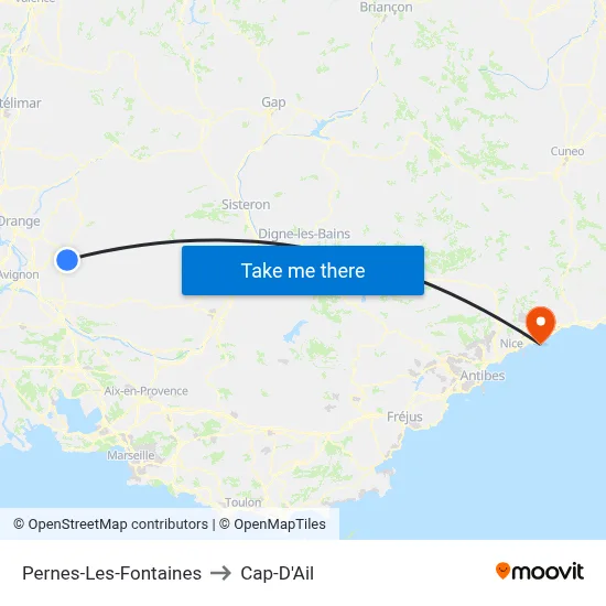 Pernes-Les-Fontaines to Cap-D'Ail map