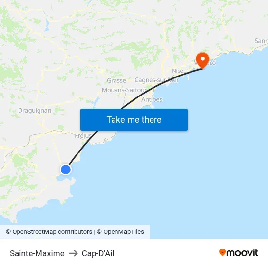 Sainte-Maxime to Cap-D'Ail map