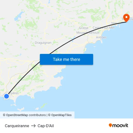 Carqueiranne to Cap-D'Ail map