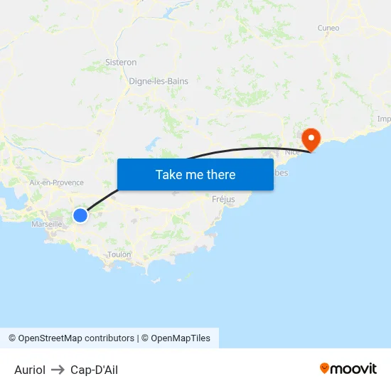 Auriol to Cap-D'Ail map