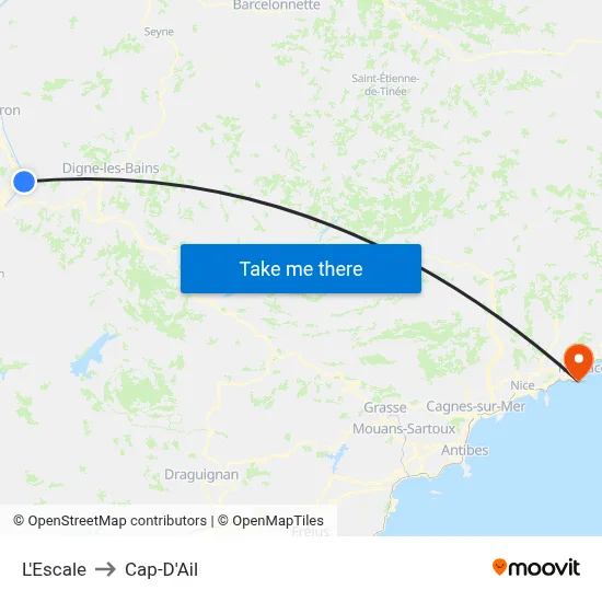 L'Escale to Cap-D'Ail map