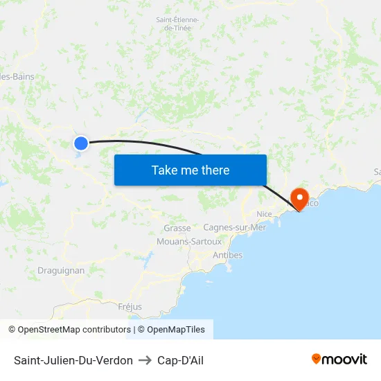 Saint-Julien-Du-Verdon to Cap-D'Ail map