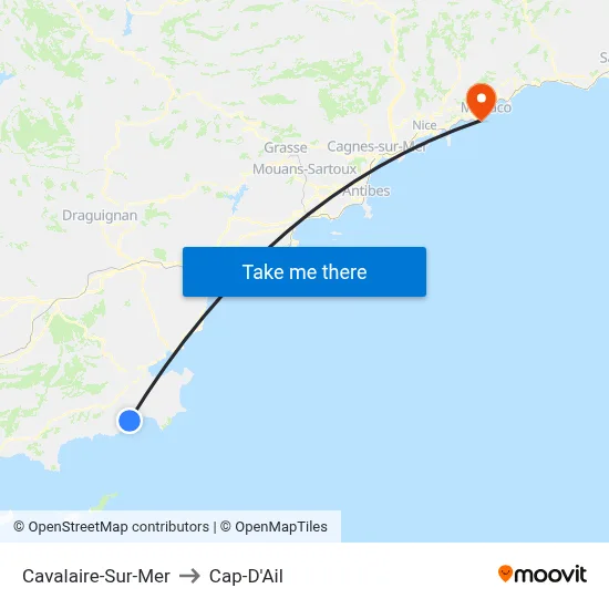 Cavalaire-Sur-Mer to Cap-D'Ail map