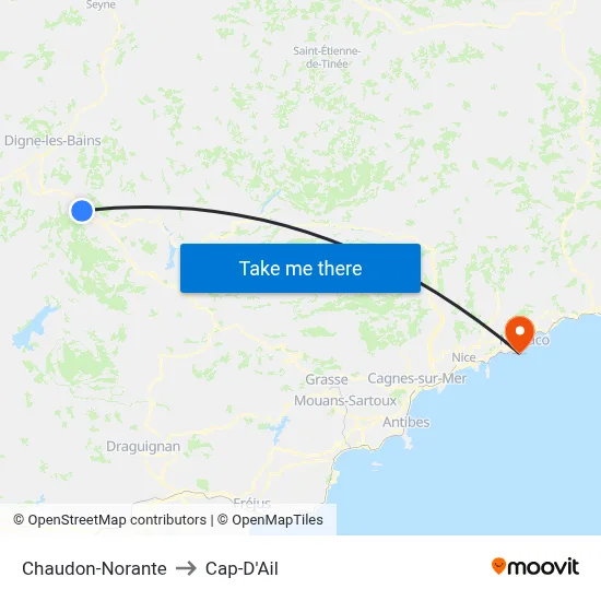 Chaudon-Norante to Cap-D'Ail map
