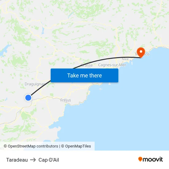 Taradeau to Cap-D'Ail map