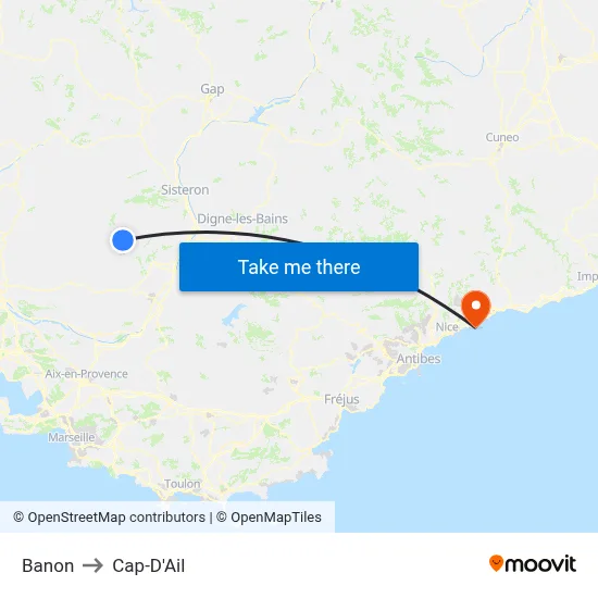 Banon to Cap-D'Ail map