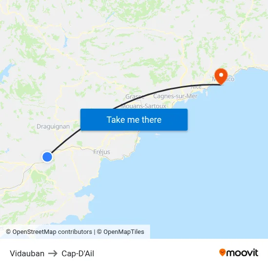 Vidauban to Cap-D'Ail map