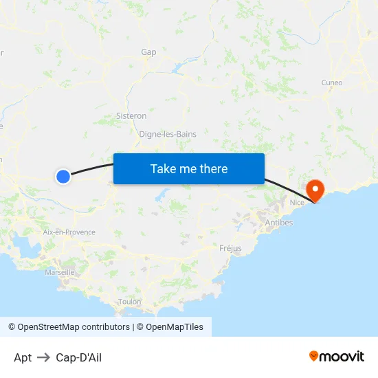 Apt to Cap-D'Ail map