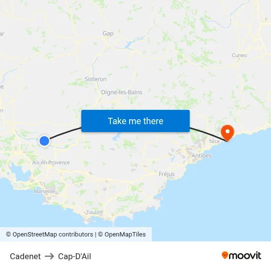 Cadenet to Cap-D'Ail map