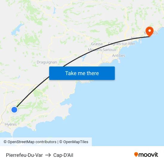 Pierrefeu-Du-Var to Cap-D'Ail map
