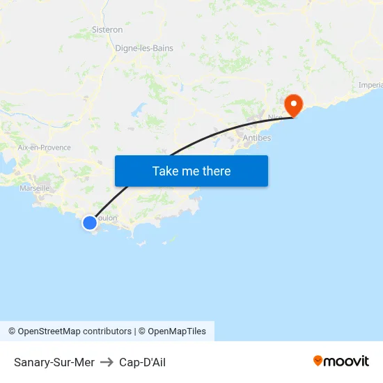 Sanary-Sur-Mer to Cap-D'Ail map