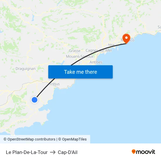 Le Plan-De-La-Tour to Cap-D'Ail map