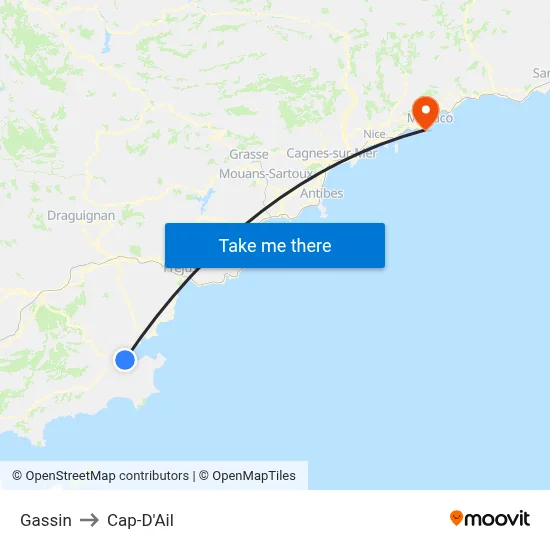Gassin to Cap-D'Ail map